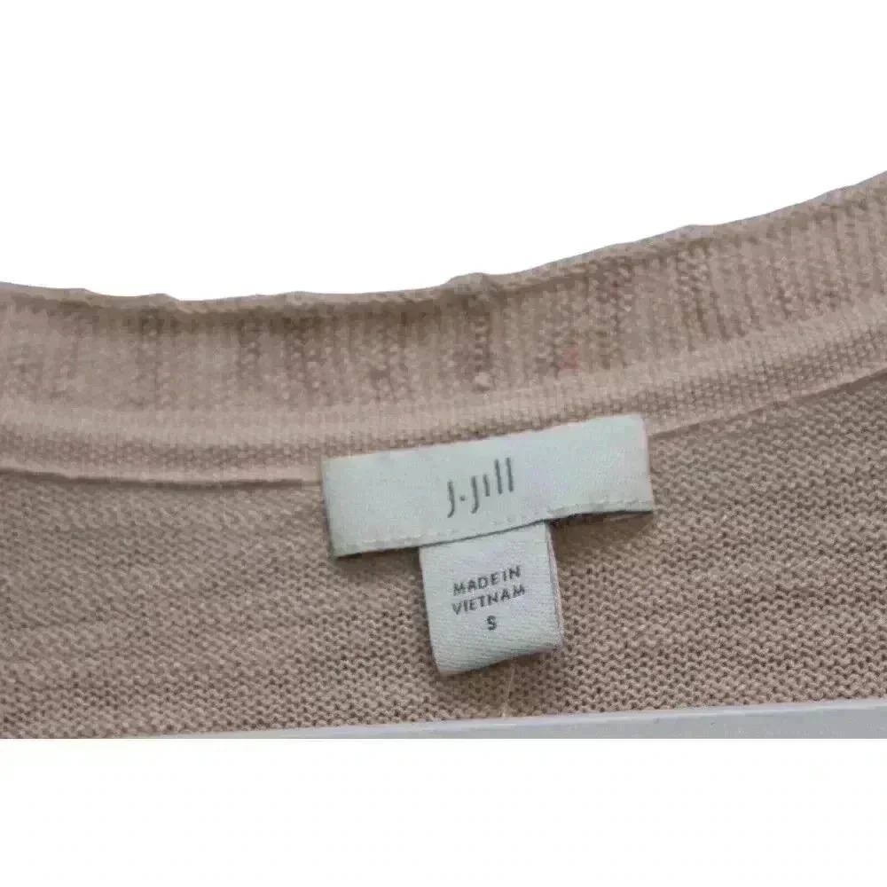 NWT J Jill Blouse Small Pink Cotton Linen Lightweight Coastal Knit Long Sleeve - Picture 7 of 12